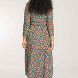 Picot pocket midi jersey dress - Black flowers