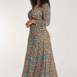 Picot pocket midi jersey dress - Black flowers