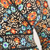 Picot pocket midi jersey dress - Black flowers