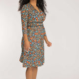 Picot pocket short jersey dress - Black flowers