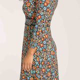 Picot pocket short jersey dress - Black flowers