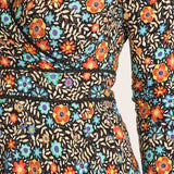 Picot pocket short jersey dress - Black flowers