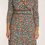 Picot pocket short jersey dress - Black flowers