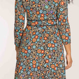 Picot pocket short jersey dress - Black flowers