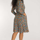 Picot pocket short jersey dress - Black flowers