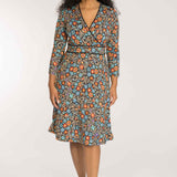 Picot pocket short jersey dress - Black flowers