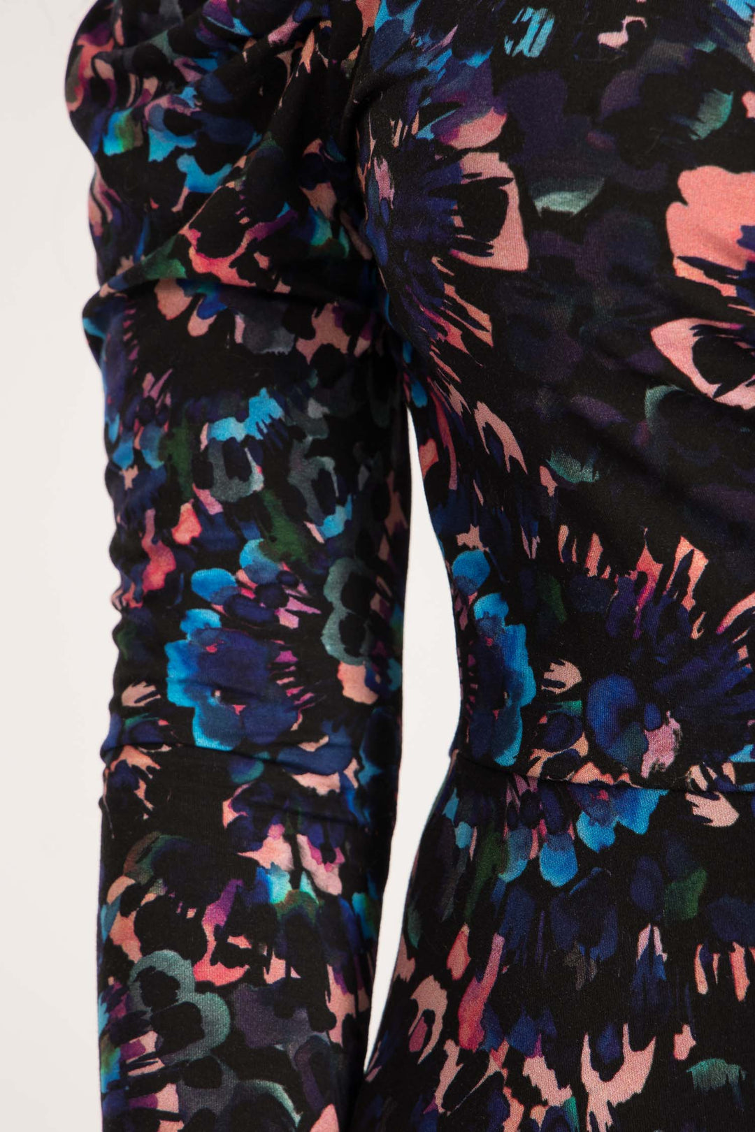 Closed wrap midi jersey dress - Blue-Pink