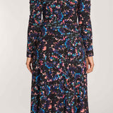 Closed wrap midi jersey dress - Blue-Pink
