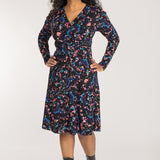 Closed wrap short jersey dress - Blue-Pink