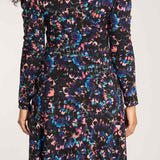 Closed wrap short jersey dress - Blue-Pink