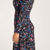 Closed wrap short jersey dress - Blue-Pink