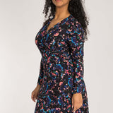 Closed wrap short jersey dress - Blue-Pink