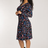 Closed wrap short jersey dress - Blue-Pink