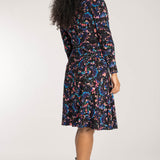 Closed wrap short jersey dress - Blue-Pink