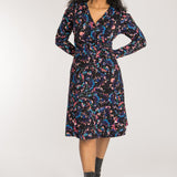 Closed wrap short jersey dress - Blue-Pink