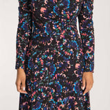 Closed wrap short jersey dress - Blue-Pink