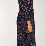 Ideal printed midi jersey dress - Blue-Pink
