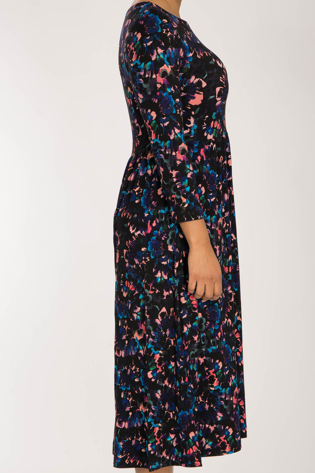 Ideal printed midi jersey dress - Blue-Pink