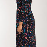 Ideal printed midi jersey dress - Blue-Pink