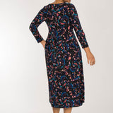 Ideal printed midi jersey dress - Blue-Pink