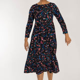 Ideal printed midi jersey dress - Blue-Pink