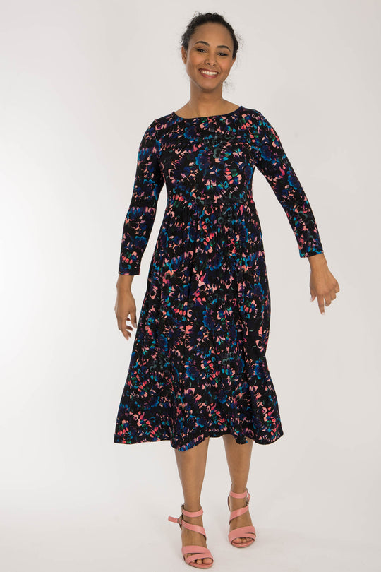 Ideal printed midi jersey dress - Blue-Pink