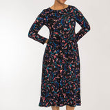 Ideal printed midi jersey dress - Blue-Pink