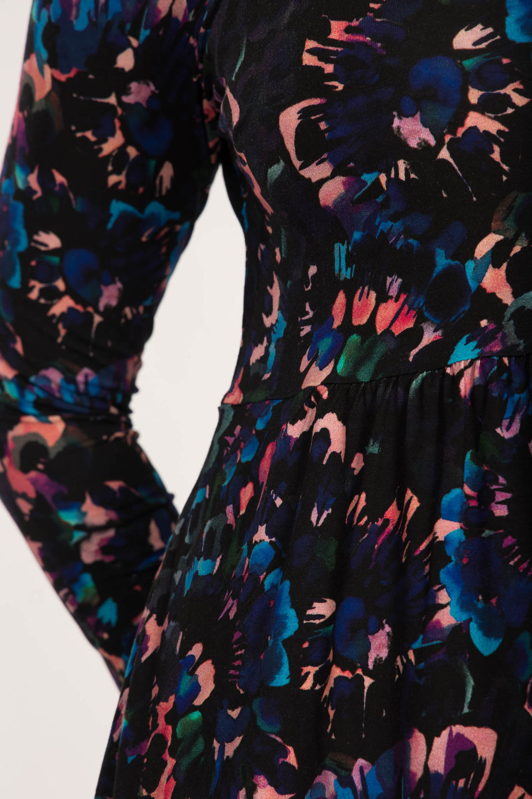 Ideal printed midi jersey dress - Blue-Pink