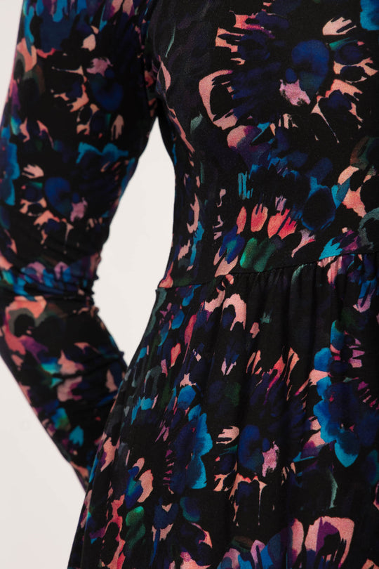 Ideal printed midi jersey dress - Blue-Pink
