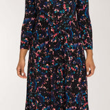 Ideal printed midi jersey dress - Blue-Pink