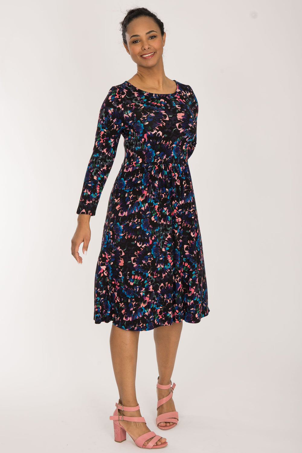Ideal short jersey dress - Blue-Pink