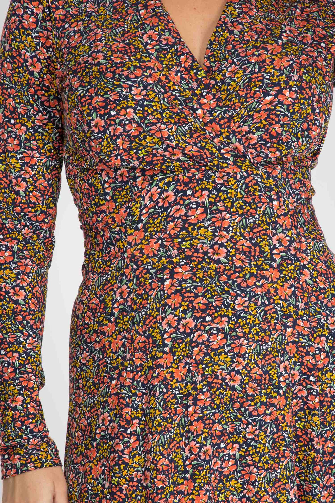 Essential printed midi jersey dress - Navy flowers - Mönstrad vadlång klänning i trikå
