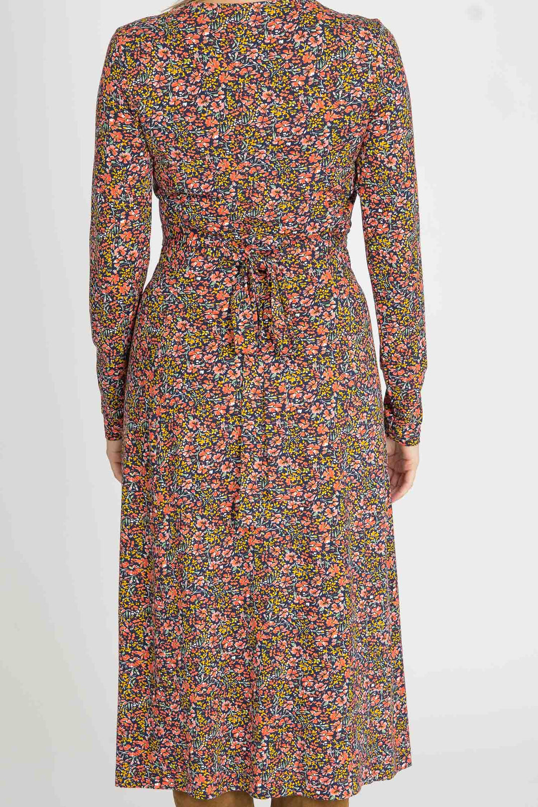 Essential printed midi jersey dress - Navy flowers - Mönstrad vadlång klänning i trikå