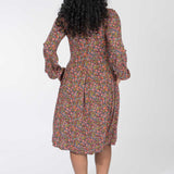 Pleated waist short jersey dress - Navy flowers