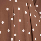 Pleated waist short jersey dress - Brown dot