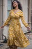 Frill midi wrap jersey dress - Ochre
