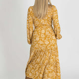 Frill midi wrap jersey dress - Ochre