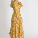 Frill midi wrap jersey dress - Ochre