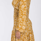 Frill short wrap jersey dress - Ochre