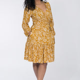 Frill short wrap jersey dress - Ochre