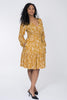 Frill short wrap jersey dress - Ochre