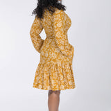Frill short wrap jersey dress - Ochre