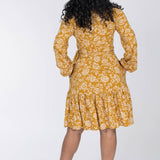 Frill short wrap jersey dress - Ochre