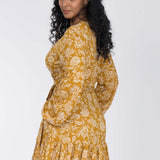 Frill short wrap jersey dress - Ochre