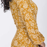 Frill short wrap jersey dress - Ochre
