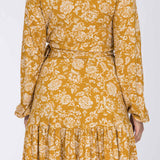 Frill short wrap jersey dress - Ochre