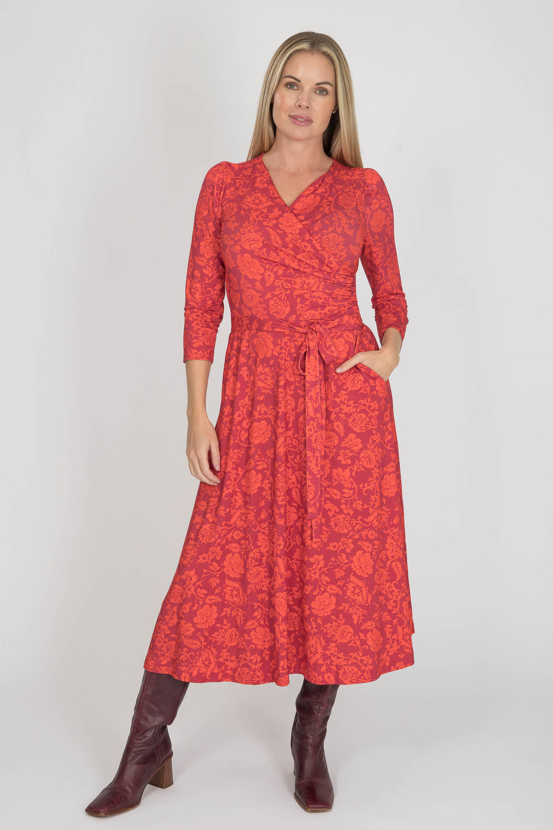 Ready to go midi jersey dress - Red