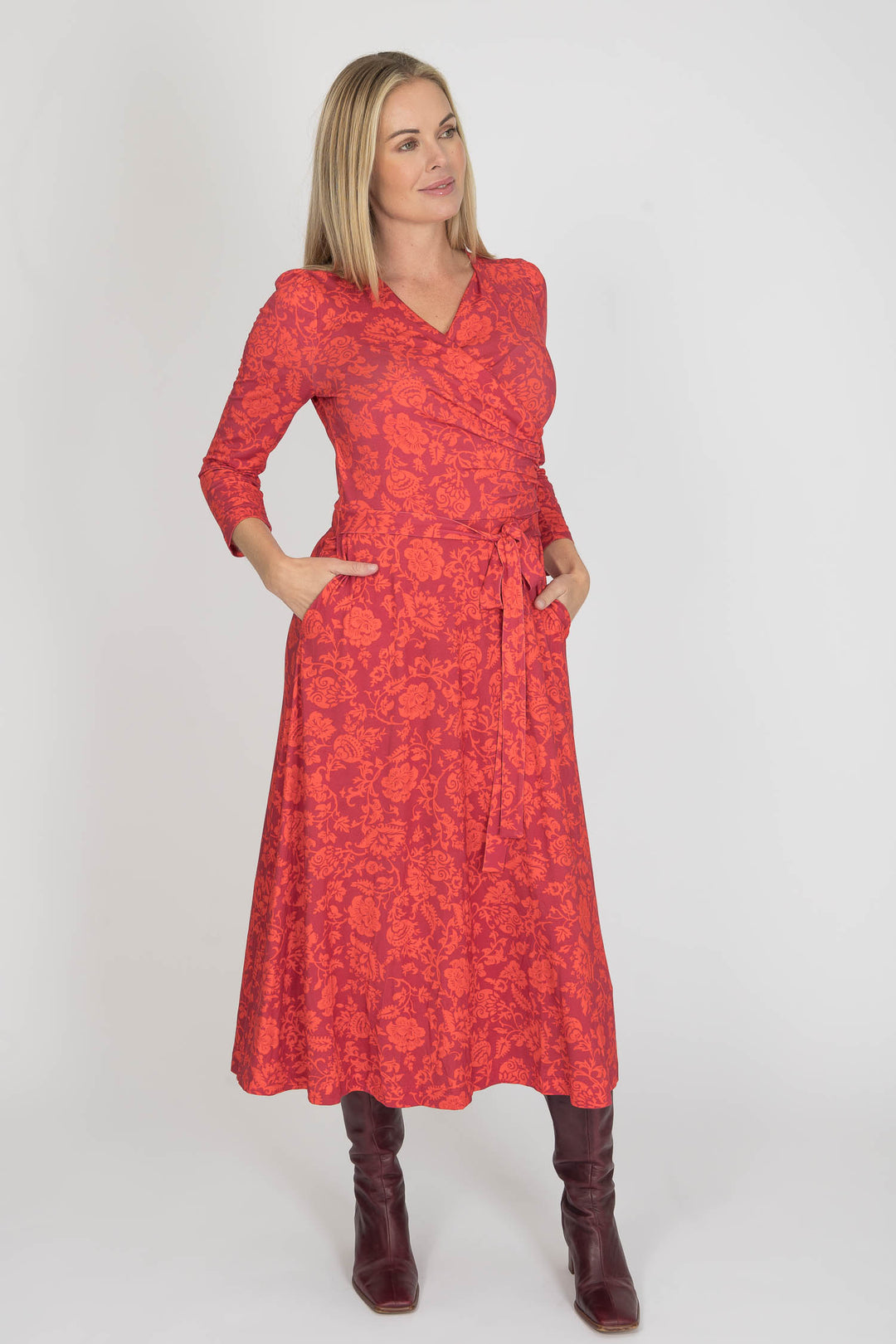 Ready to go midi jersey dress - Red