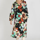 A-lined belted midi jersey dress - Black