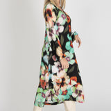A-lined belted midi jersey dress - Black